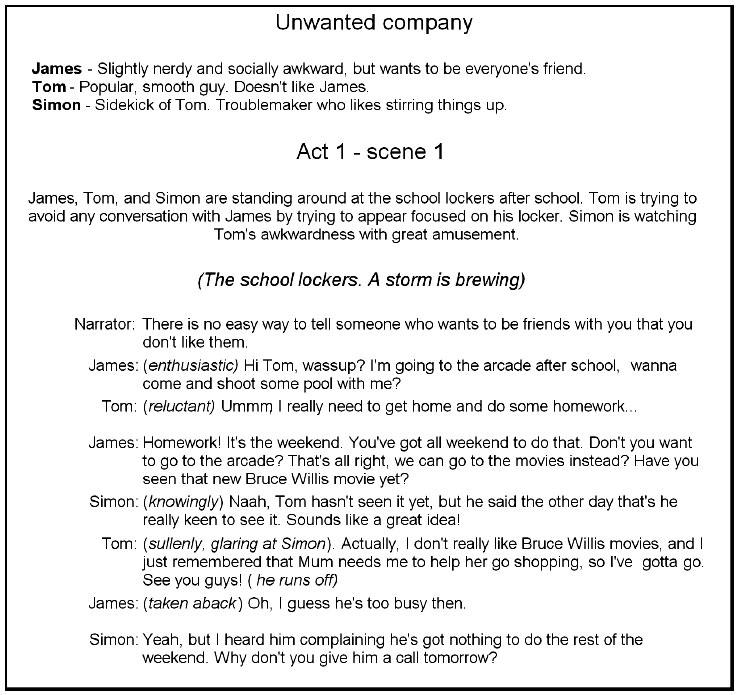 dialogue in writing format